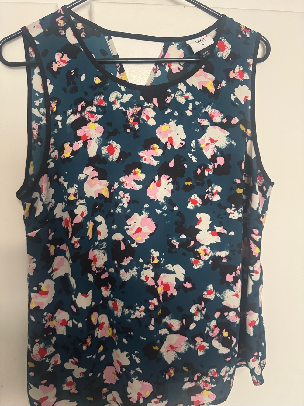 CAbi Teal Blue Floral Print Sleeveless Camisole